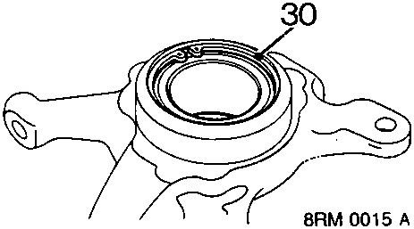 Diagram showing bearing circlip on hub with callout number 30