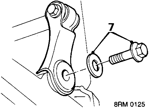 Diagram showing anti-roll bar bolt and washer labeled 7 (8RM 0125)