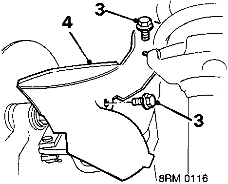 Diagram of rear disc brake dust shield and caliper area showing callout numbers 3 and 4