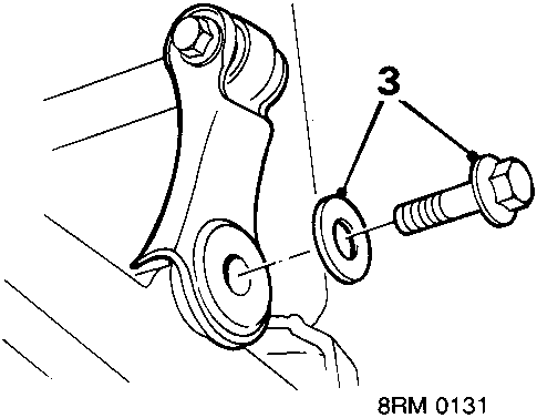 Diagram showing bolt and washer anti-roll bar link to lower arm, callout 3