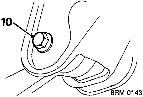Diagram showing lower arm to body bolt numbered 10