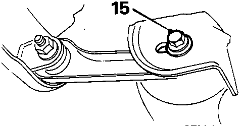Diagram showing bolt 15 securing compensator arm to body