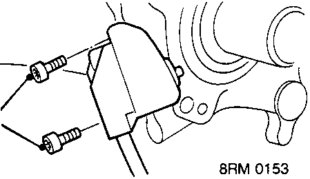 Diagram showing two bolts (10) securing ABS sensor/adapter plate to stub axle