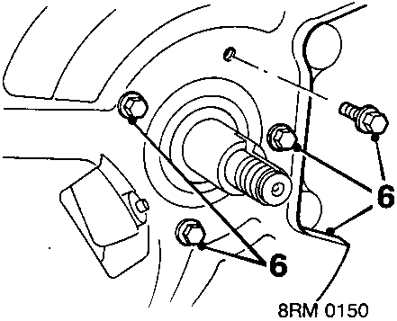 Diagram showing four bolts (6) securing disc shield to stub axle