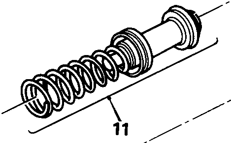 Close-up exploded view of a spring-loaded piston assembly labeled 11.