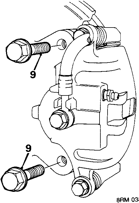 Diagram showing removal of bolts securing the carrier to the hub (callout number 9).