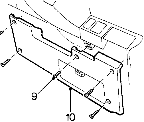 Diagram showing screws securing fascia fuse box cover