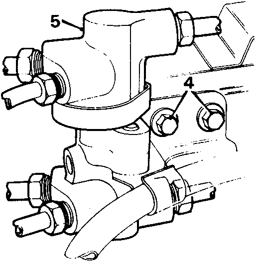 Diagram of twin pressure conscious reducing valve assembly with callout numbers 4 and 5