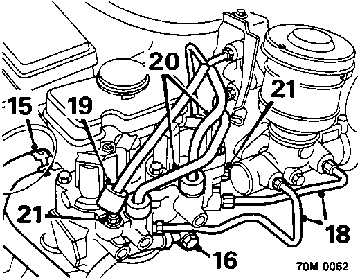 Diagram of modulator assembly showing numbered components 15, 16, 18, 19, 20, 21