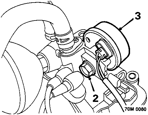 Diagram of pressure switch attached to pump assembly, with callout numbers 2 and 3.