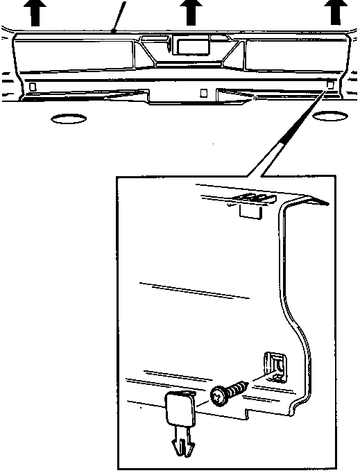 Diagram showing rear centre casing (1) being removed from luggage compartment
