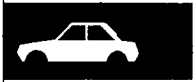 Silhouette of a car shown in white against a black background