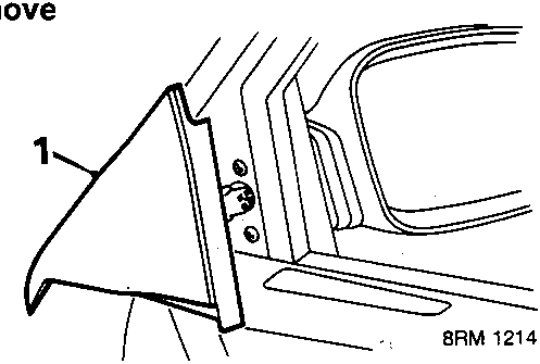 Diagram showing the cheater panel (1) being removed from the interior of the door.