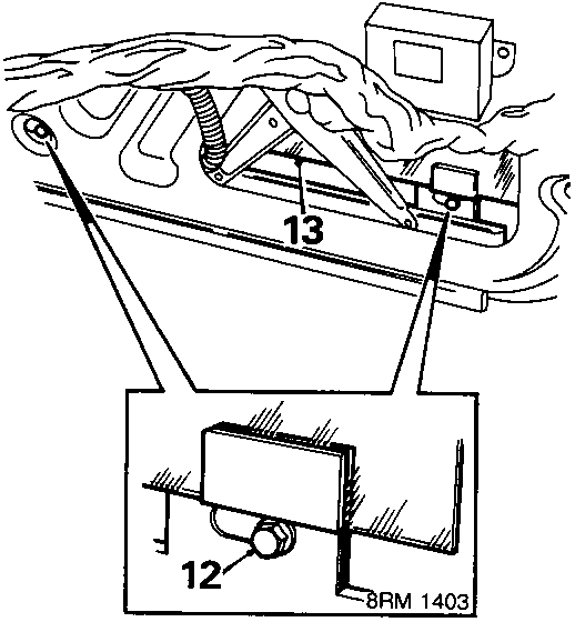 Diagram showing bolts attaching glass to window regulator and release mechanism for glass from regulator