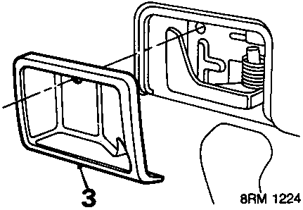 Diagram showing removal of screw and escutcheon from interior door handle