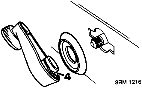 Diagram showing removal of regulator handle and escutcheon using a wire hook for manual window