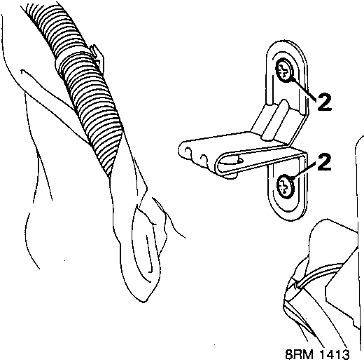 Diagram showing arm rest support bracket with two screws labeled 2