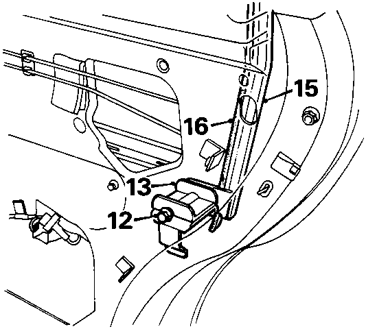 Diagram showing rear channel, rubber, bolt, nut, and spacer on the door frame