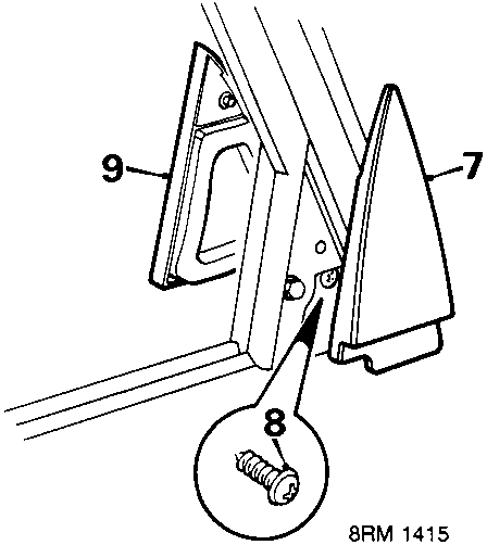 Diagram showing inner cheater panel, outer cheater panel, and screw securing the panel to the door