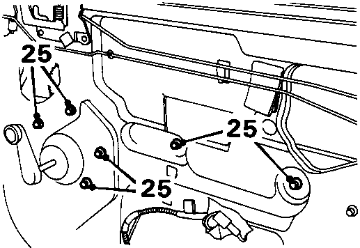 Diagram showing regulator mounting bolts with callout number 25 and reference 8RM 1430
