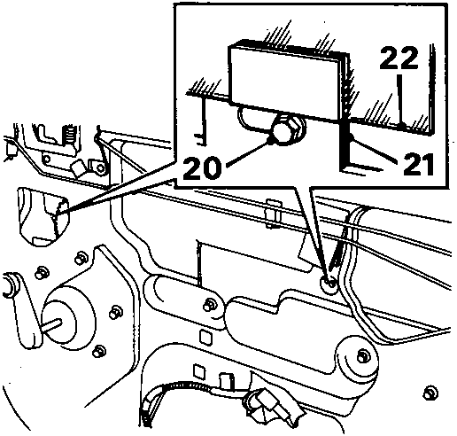 Diagram showing window regulator bolts with callout numbers 20, 21, 22 and reference 8RM 1428