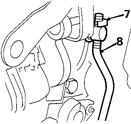 Diagram showing the exterior handle mechanism with a clip (labeled 7) securing a link rod (labeled 8).