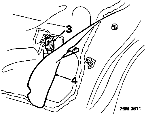 Diagram of rear door interior showing callout numbers 3 and 4