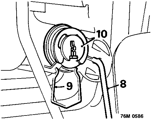 Diagram showing components 8, 9, and 10 of the door lock mechanism