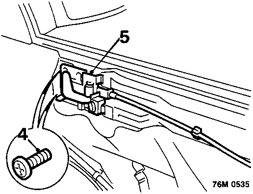 Diagram showing interior handle assembly with callouts 4 and 5