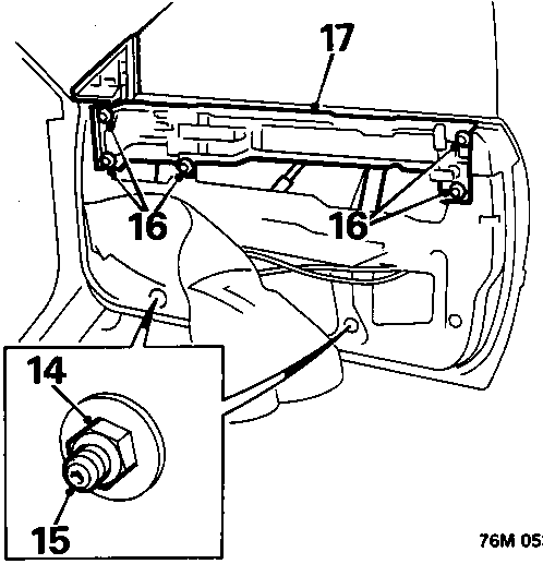 Diagram showing removal of nuts from glass cassette lower mounting points, turning alignment studs with Allen key, removing bolts from cassette upper mounting points, and removal of cassette assembly from door.