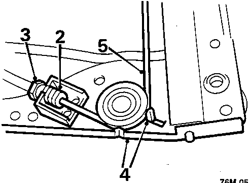 Diagram showing cable and drum assembly components numbered 2, 3, 4, and 5.