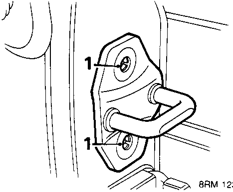 Diagram showing door striker assembly with callout number 1