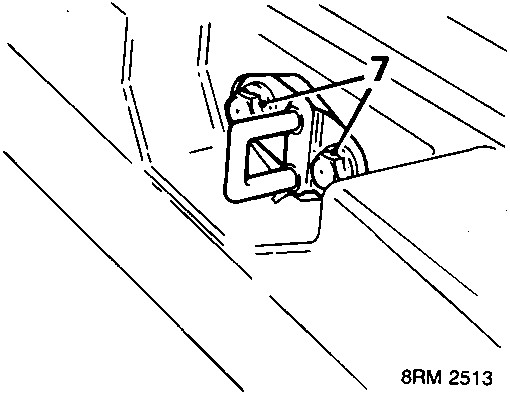 Diagram showing striker plate bolts with callout number 7