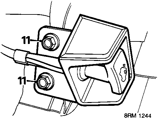 Diagram showing the release handle bracket with callout number 11