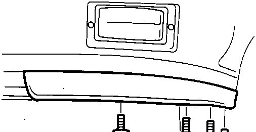 Diagram showing the lower section of the front bumper with trim studs and screws indicated by callout number 2.
