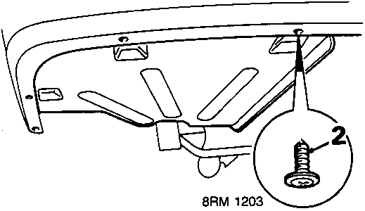 Diagram showing screw (2) securing L.H. closing panel to bumper