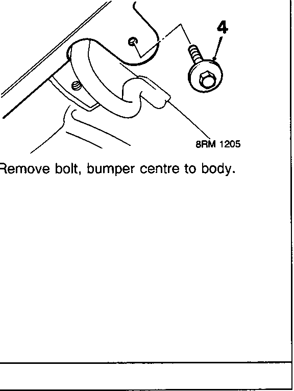 Diagram showing bolt (4) securing bumper centre to body