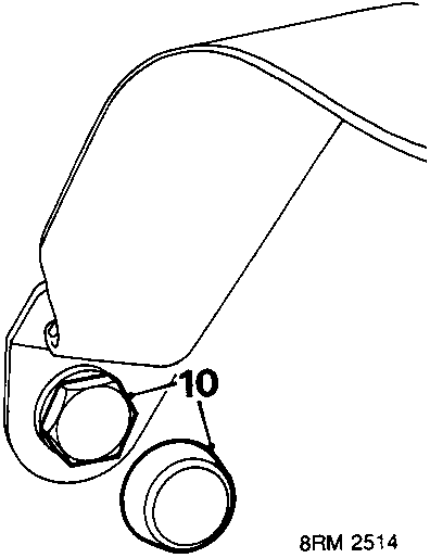 Diagram showing the drivers seat belt lower anchorage with a cover and bolt labeled 10.