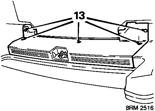 Diagram showing the luggage compartment finisher with 5 screws labeled 13.
