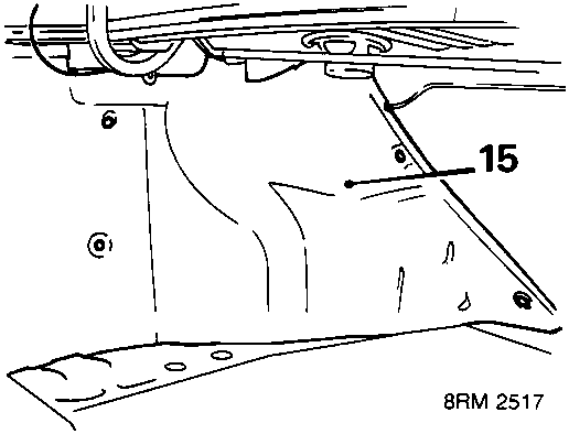Diagram showing luggage compartment side trim casing with callout 15