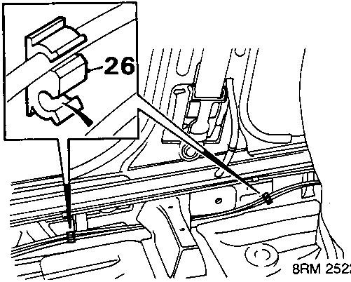 Diagram showing release of cable from sill clips