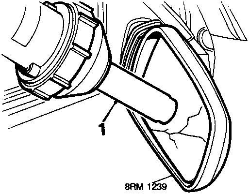 Diagram showing a hot air gun being used to remove glass fragments and double sided tape from the mirror housing, callout 1.