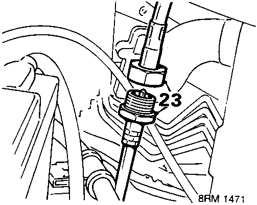 Diagram showing unscrewing and disconnecting union for speedometer cables on 1.4 models