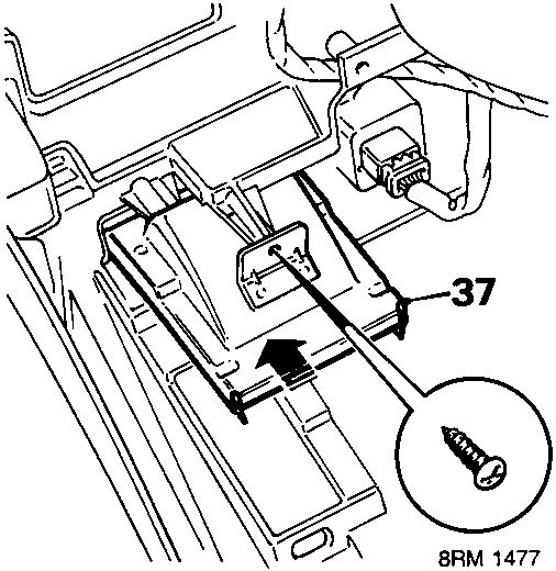 Diagram showing coin tray being opened and removed with 3 screws, identified as part 37. Reference 8RM 1477.