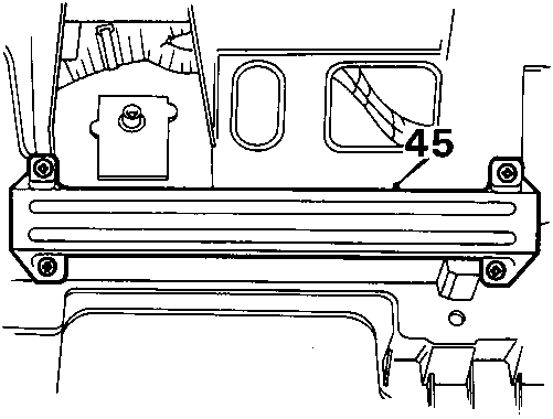 Diagram showing location of screws and fascia reinforcement bar 45