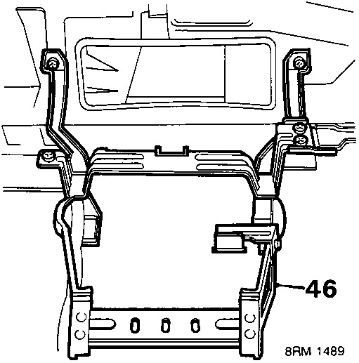 Diagram showing location of screws and fascia centre support bracket 46
