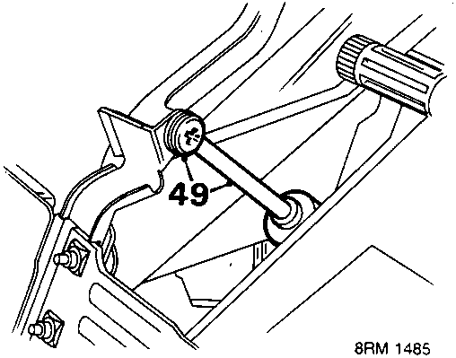 Diagram showing screw 49 securing the glovebox damper to the vehicle structure