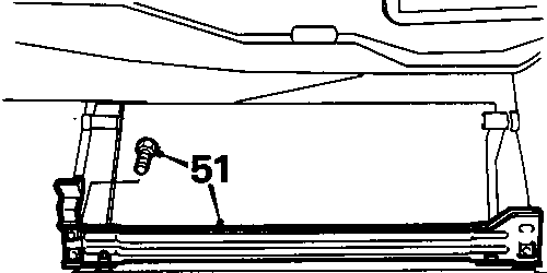 Diagram showing three screws (51) securing the glovebox support rail