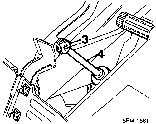 Diagram showing the inside of the glovebox area with a damper assembly, screw labeled 3, and damper labeled 4.