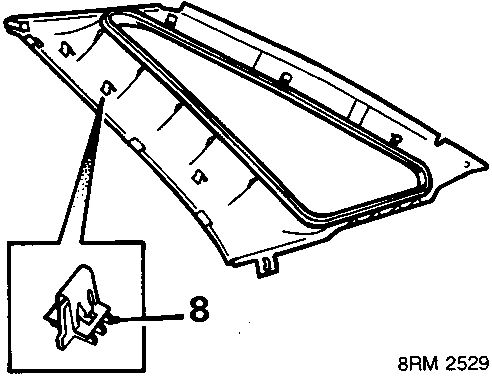 Diagram showing clips on D/E finisher being inserted into body